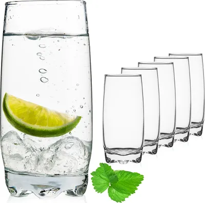 Produktbild von PLATINUX Trinkgläser aus Glas Set 6 Teilig 350ml geformter Boden Wassergläser Saftgläser Frühstücksglas Longdrinkgläser