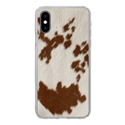 Produktbild von MuchoWow® Handyhülle Schutzhülle Hülle für iPhone X Rindsleder mit rot-orangen Tupfen Silikon Softcase Handy Hülle - Handyhülle