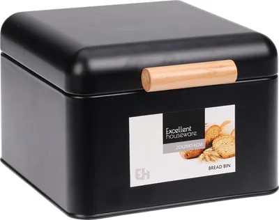 Produktbild von Kompakte schwarze Brotbox aus Metall mit Klappdeckel