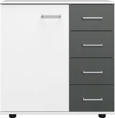Produktbild von Kombikommode >ANGIE< in WEISS + GRAPHIT - 81x83x41cm (BxHxT)