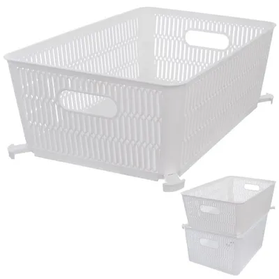 Produktbild von Orion Aufbewahrungskorb | Stapelkorb mehrstufig für Lebensmittel Kosmetika weiß aus Kunststoff 28,5x23x12,5 cm
