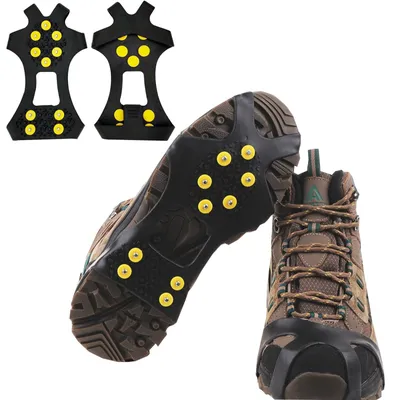 Produktbild von Schneeketten Spikes Steigeisen - Edelstahl - Größe M (35-42) und L (40-45) - Für Eis und Schnee