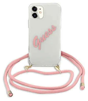 Produktbild von Guess Vintage Script Apple iPhone 12 Mini Pink Kette Crossbody Case Cover Hülle
