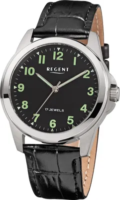 Produktbild von Regent Armbanduhr Herren Leder Analog Uhr schwarz Lederarmband URF1571