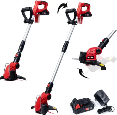 Produktbild von Grafner 2in1 Akku Rasentrimmer mit Kunststoff-Messer, 20V Li-Ion Akku, Schnell-Ladegerät, EDGE-Funktion für saubere Kanten, Teleskopstiel, dreh- neigbarer Motorkopf, klappbarer Pflanzenschutzbügel