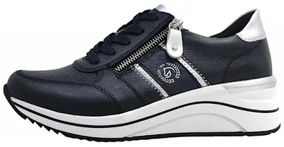 Image de Remonte : Chaussures de sport pour femmes, modèle à lacets, couleur noire, style décontracté