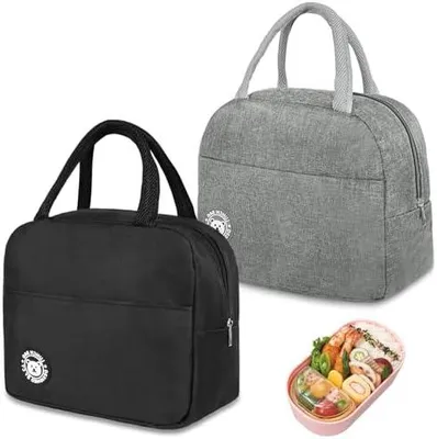 Produktbild von Kühltasche Klein 5.5L, 2 Stück Kühltasche Faltbar mit Folienfutter, Lunchbox Tasche, Lunchtasche Isoliert, Tragbar Lunchbag für Arbeit, Camping oder Reise, Mittagessen