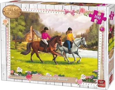 Obrázok produktu pre King Girls & Horses A Gallop in the Meadow 100 pcs, 100 kusov, rozprávky, 5 rok / roky