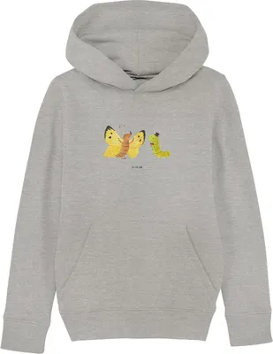 Produktbild von Mr. & Mrs. Panda Kinderpullover Raupe Schmetterling 9-11 Jahre (134/146) - Heather Grey - Geschenk, Hut, Kinderbekleidung, Sweater, Entwicklung, Lustige Sprüche, Hoodie