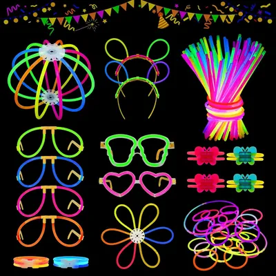 Productafbeelding van Knicklichter partyset - Set van 100 - Lichtstaafjes - 132 accessoires