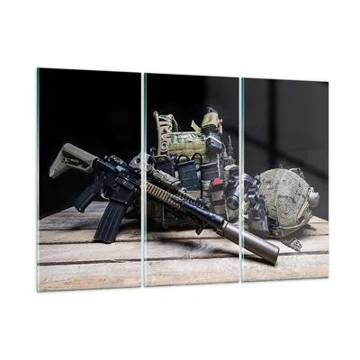 Produktbild von Bilder auf glas - Militaria Gewehr - 165x110cm - Glasbilder - Wandbilder - Kunstdruck - zum Aufhängen bereit - Wanddekoration aus Glas - Glas Bilder - Wandbild auf Glas - 3 Teile - GCE165x110-3889