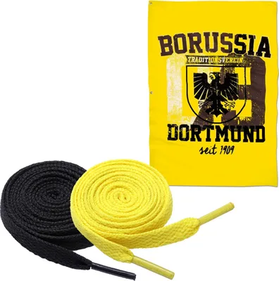 Produktbild von Borussia Dortmund BVB Hissfahne mit Stadtwappen (100 x 150 cm) + 2 Paar Fan-Schnürsenkel 2# 5#