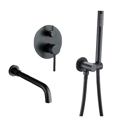 Immagine prodotto di Soffione doccia, doppio comando, montaggio a parete, nero opaco-260 mm