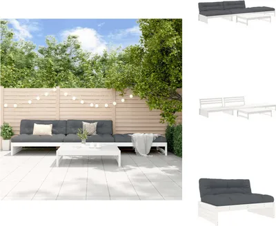 Produktbild von vidaXL 4-tlg. Garten-Lounge-Set mit Kissen Weiß Massivholz -  Gartenmöbel-Sets