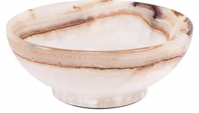 Marmeren fruitschaal 10 Zoll creme onyx handgemaakt