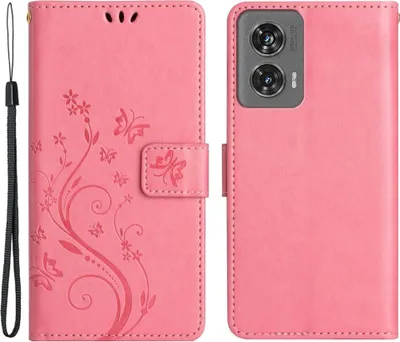 Produktbild von Motorola Edge 50 Fusion Hülle - Coverup Blumen & Schmetterlinge Klapphülle - Rosa