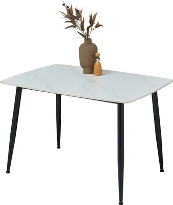 Produktbild von Esstisch >Owen< in weiß, schwarz, Keramik, Metall - 120x77x80cm (BxHxT)