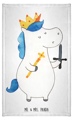 Produktbild von Mr. & Mrs. Panda Handtuch Einhorn König mit Schwert - Weiß - Geschenk, Klein, gästehandtuch, Ritter, Unicorn, Frotteehandtuch, Frotteetuch, Einhörner, Gästetuch
