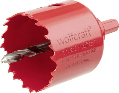 Produktbild von wolfcraft GmbH 1 Lochsäge, Einzelbild, Bohrer, Gipskarton, Nicht-eisenhaltiges Metall, Kunststoff, Sperrholz, Stahl, Holz, Rot, Bimetallisch, Hochgeschwindigkeitsstahl (HSS)