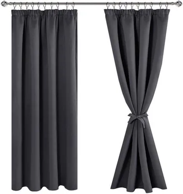 Obrázok produktu pre Záclony Unyqoos® Verdunkelungs, dvojbalenie s volánmi, tmavošedé, 200 x 140 cm, 100% polyester – vhodné do obývačky a spálne