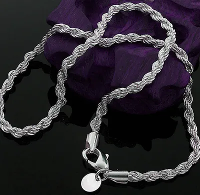 Produktbild von Damen Herren 925 Silber Twist Chain Halskette Charm Modeschmuck-IB1282,20"