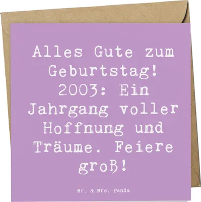 Produktbild von Mr. & Mrs. Panda Grußkarte Spruch 2003 Geburtstag - Lavendeltraum - Geschenk, Glückwunschkarte, Geburtstagsgeschenk, Happy Birthday, faltkarte, doppelkarte, anlasskarte
