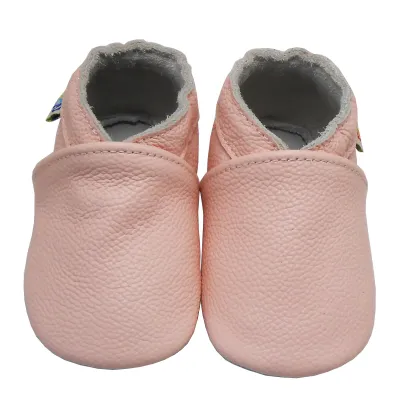 Produktbild von YALION® Baby Krabbelschuhe aus Echtleder, weiche Lauflernschuhe für Mädchen & Jungen, rutschfeste Ledersohle, Rosa, Größe L (12–18 Monate)
