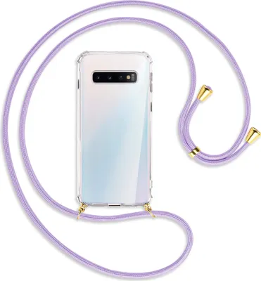 Produktbild von Handykette Backcover-Schutzhülle mit Band (Metall goldfarben) für Samsung Galaxy S10 - violett