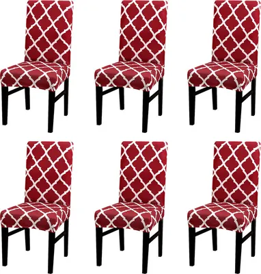 Produktbild von ele ELEOPTION Stuhlhülle, 6er-Pack Esszimmer-Stuhlhüllen Hochlehner-Stuhl Schutzhülle Überzug, Weinrot