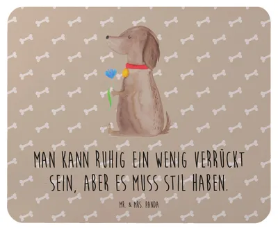 Produktbild von Mr. & Mrs. Panda Mauspad Hund Blume - Hundeglück - Geschenk, mousematte, Mousepad, Haha, Hunde, pc mausunterlage, laptop, Stil, Süß, Mouse Pad, Sprüche