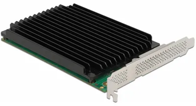 Produktbild von DeLOCK PCI Express x16 Karte zu 4 x intern NVMe M.2 Key M mit Kühlkörper - Bifurcation, PCIe, M.2, PCIe 4.0, Schwarz, PC, Passiv