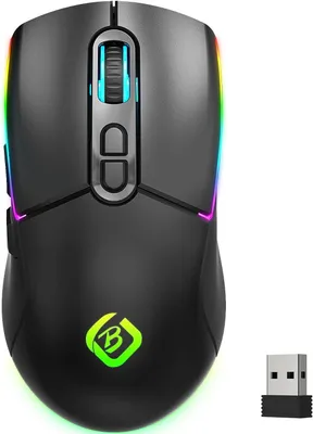 Produktbild von Gaming Maus, Dual Mode 2.4GHz/Bluetooth 5.1 Maus Gaming, RGB LED Hintergrundbeleuchtung, Ergonomische Maus mit 6 Tasten,Wiederaufladbare Computer Maus