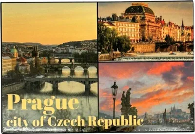 Obrázek produktu pro GiftyCity GIFTY CITY Plechový magnet - 8x5,5 cm - Koláž, Romantická Praha