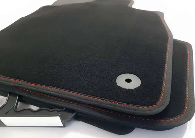 Immagine prodotto di Tappetini adatti per Skoda Octavia IV (tutti) doppia cucitura RS premium velours set tappetini auto 4 pezzi, nero rosso