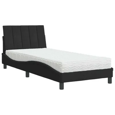 Produktbild von Bett mit Matratze "Hanko" Schwarz 80x200 cm Samt