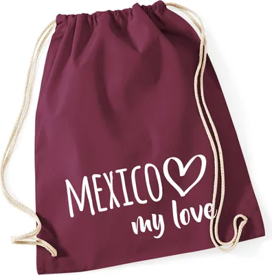 Produktbild von Huuraa Turnbeutel Mexico my love 12 Liter Burgundy Baumwolle Rucksack Geschenkidee