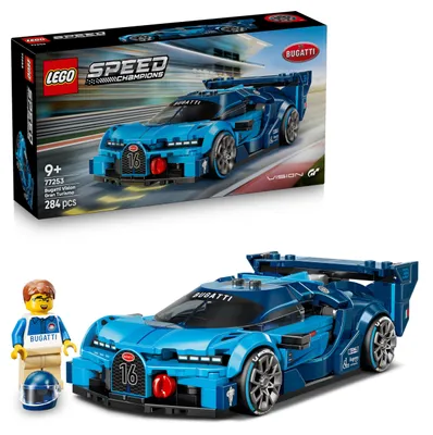Obrázek produktu pro LEGO Speed Champions Bugatti Vision Gran Turismo hyper sportovní vůz - Stavebnice modelu se sběratelskou minifigurkou řidiče - nápad na herní dárek pro kluky od 9 let a fanoušky motorsportu - 77253