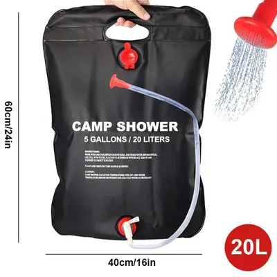 Produktbild von Solar Camping Duschsack - 20L Outdoor Dusche - solarbeheizte Campingdusche - tragbare Reisedusche für Camping und Strand - Kunststoff