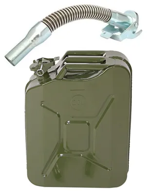 Image de ALIGHTUP Bidon de réserve 20 L en tôle d'acier Bidon de carburant, bidon métallique pour essence Bidon de réserve Bec verseur flexible, vert militaire