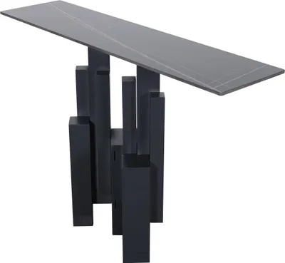Imagen del producto de Mesa consola FURNLUX, diseño Modig, con superficie de mármol  y estructura negra. Dimensiones: 120 x 80 x 30 cm. Color principal: