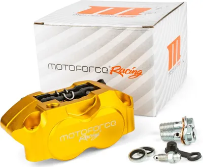 Produktbild von Vorderer und hinterer radialer Bremszangen mit 4 Kolben Motoforce Racing Gold
