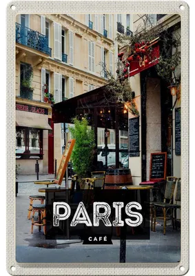 Produktbild von Blechschild Reise 20x30cm Paris Cafe Reiseziel Poster