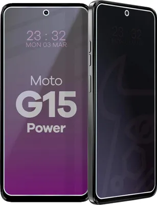 Produktbild von Hybridglas mit Privatschutzfilter für Motorola Moto G15 Power, Bizon Glass Mule Shadow, Matt