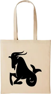 Produktbild von Huuraa Baumwollbeutel Steinbock Geschenk Einkaufstasche Natural 10 Liter Baumwolle Steinbock Accessoire
