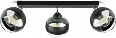 Produktbild von LUXOLAR Led Deckenleuchte 3 flammig - Deckenlampe Schwenkbar Schwarz E27 60W - Hängelampe für Wohnzimmer, Küchen - Schwarz-transparent Glas Kugeln