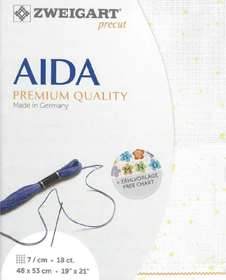 Immagine prodotto di AIDA Zweigart Precut 18 ct. Aida 3793 colore 1349 splash bianco-giallo, tessuto a mano per punto croce 48x53 cm