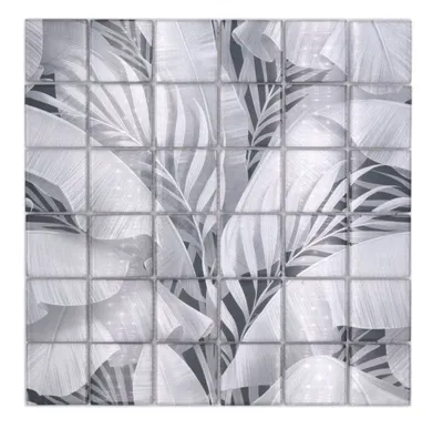 Produktbild von Mosaikfliese Glasmosaik grau glänzend Blumenoptik Mosaikfliese Küchenwand Fliesenspiegel Bad Duschwand MOS88-Pic03_f