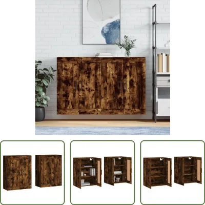Produktbild von The Living Store Wandschränke 2 Stk. Räuchereiche Holzwerkstoff