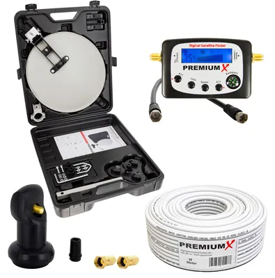 Produktbild von PremiumX Camping SAT Anlage Sat-Finder Single LNB 10m Kabel F-Stecker Koffer