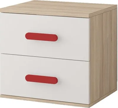 Produktbild von Nachttisch Jonas III 22 Sonoma/Weiss + ROT